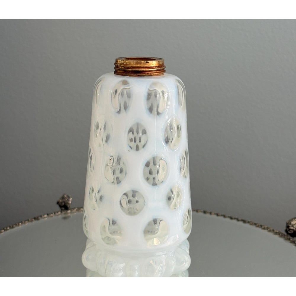 Vintage Opaline Glass Perfume Bottle Coin Dot Vanity Iridescent Art Deco